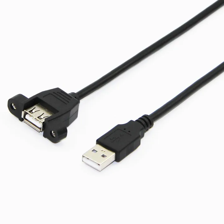 Bochara USB 2,0 Удлинительный кабель папа-мама с винтовым креплением на панель из фольги+ Плетеный экранированный 30 см 50 см 1 м 2 м 3 м 5 м