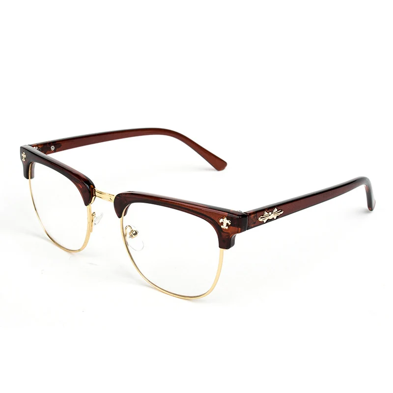 C3 brown Очки в ретро-стиле Frame Для женщин Для мужчин плотная поддельные прозрачные компьютер для чтения очки простые классические Винтаж оправы для очков - Цвет оправы: C3 brown