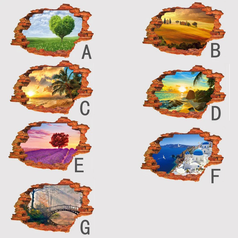 3D настенные наклейки красивые пустынные деревенские ПВХ моющиеся | Дом и сад