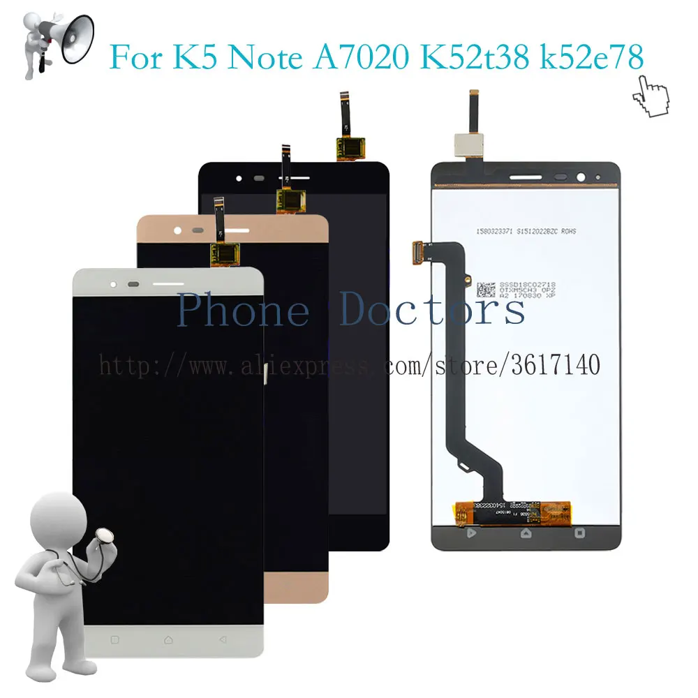 5 ''Новый сенсорный экран дигитайзер стекло + ЖК дисплей в сборе для Lenovo K5 Note A7020