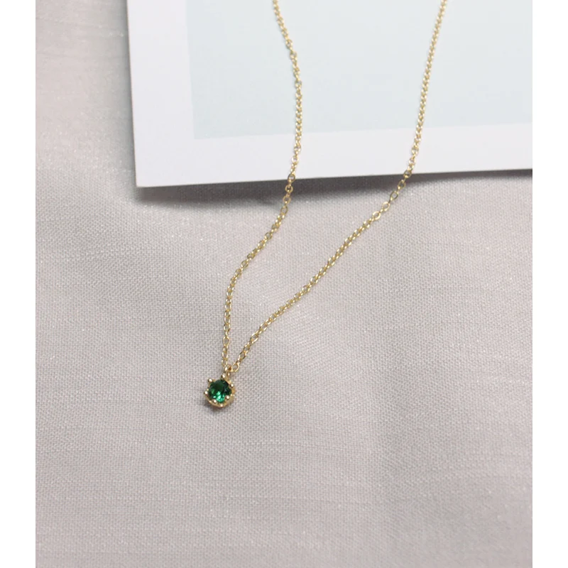 YEAJEWEL мода классический зеленый zircon контракт дизайн neckalace для женщин серебряные