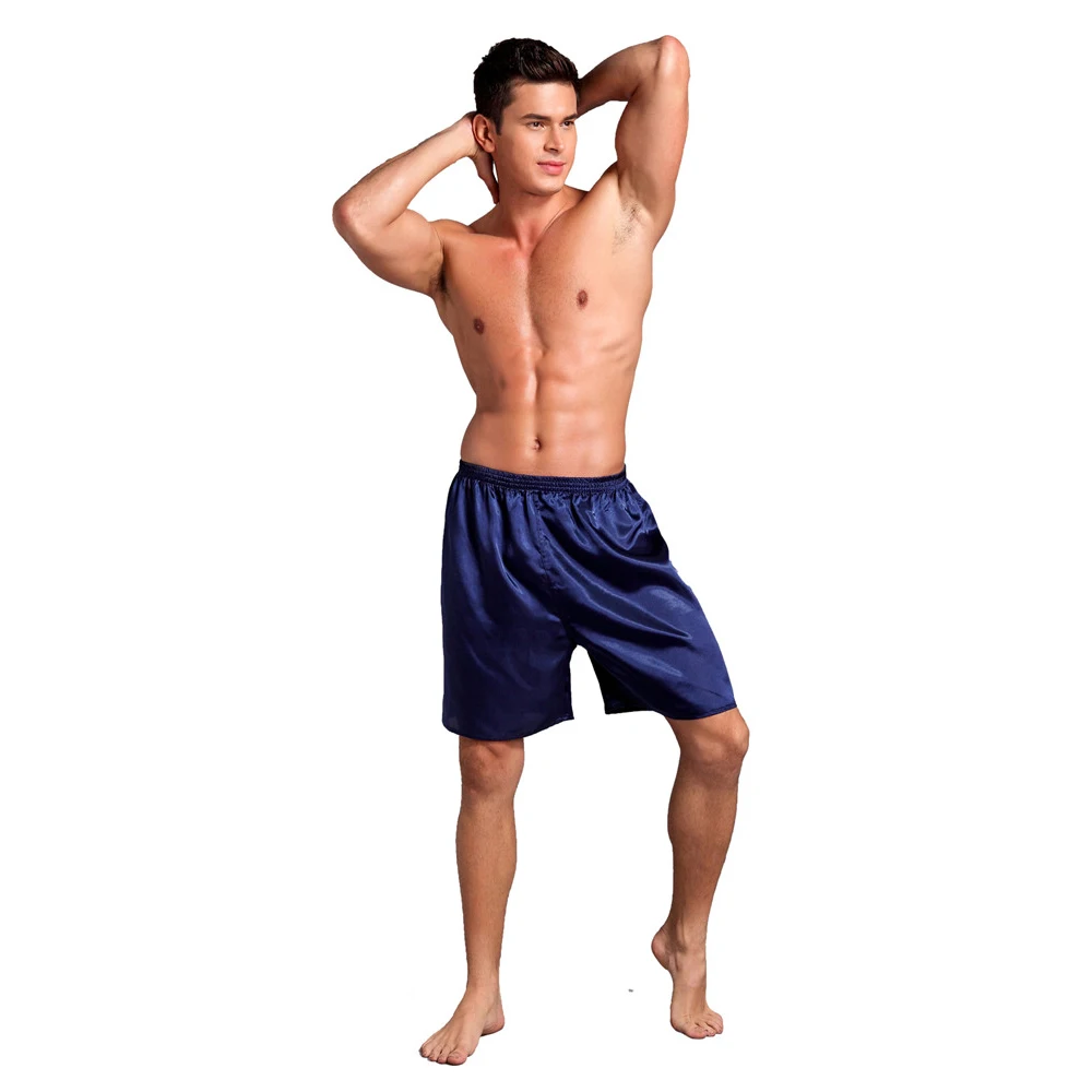 Летняя новая мужская однотонная атласная пижама пижамные штаны мужские