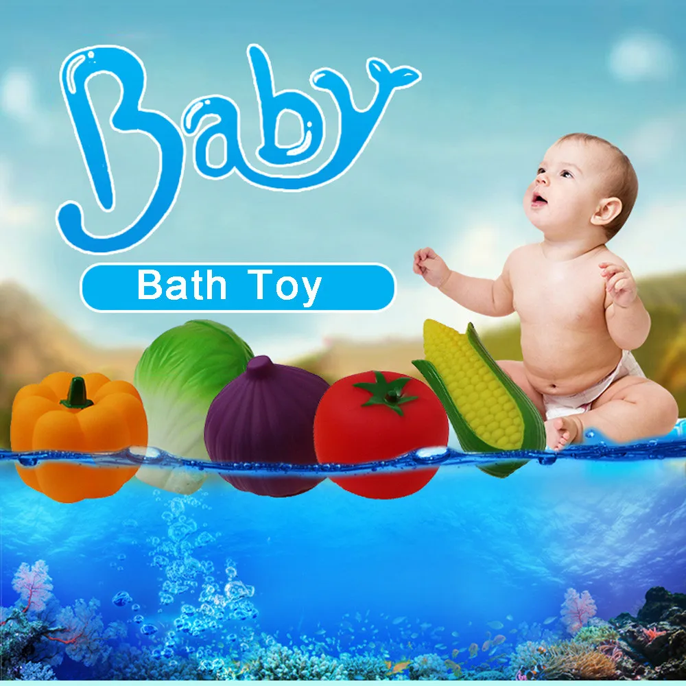 Детские игрушки для купания воды Овощи Игрушки ванны детей сжимаемые