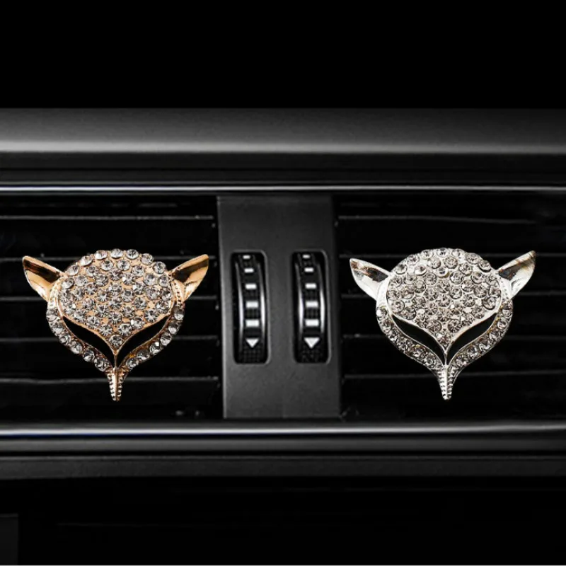 

Car Styling Diamond Alloy Fox Head Large Style Air Freshener Automobile Interior Decoration Air Vent Perfume Clip Accessories