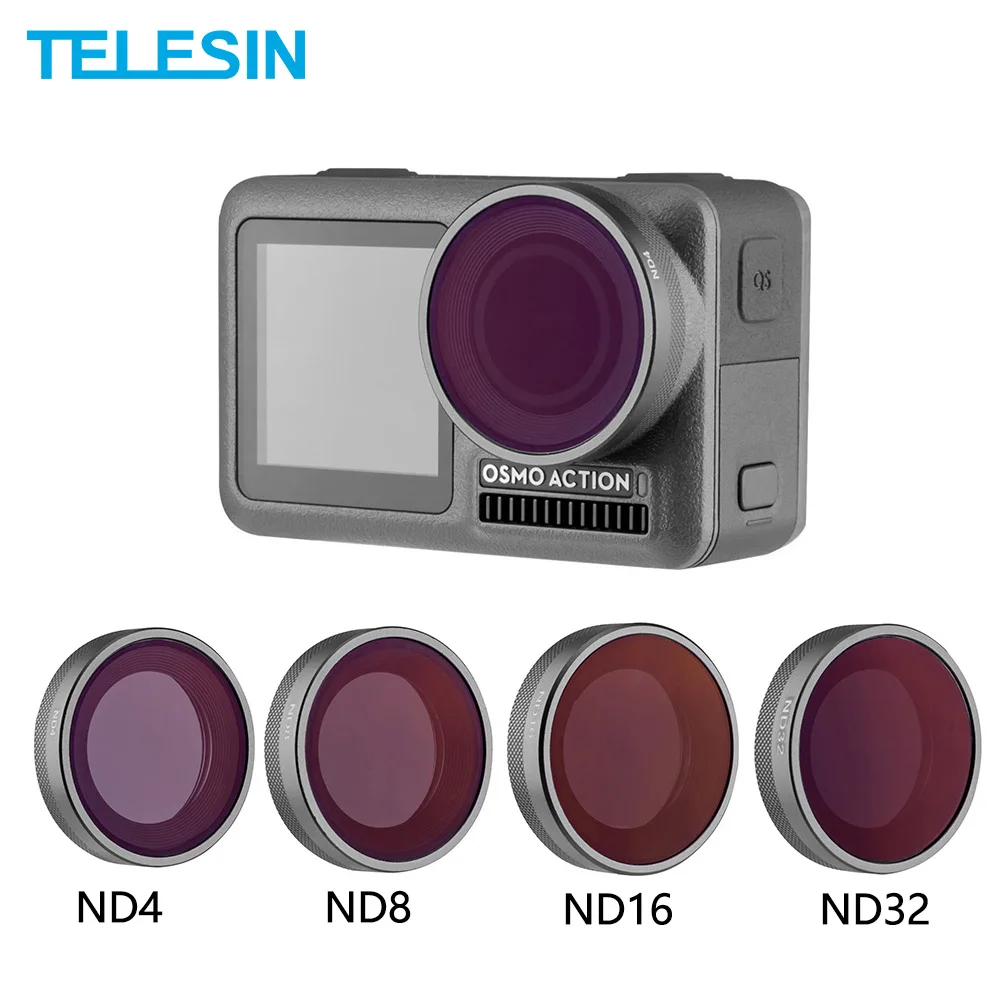 Фильтр для объектива камеры TELESIN ND4 ND8 ND16 ND32 комплект защита нейтральной плотности