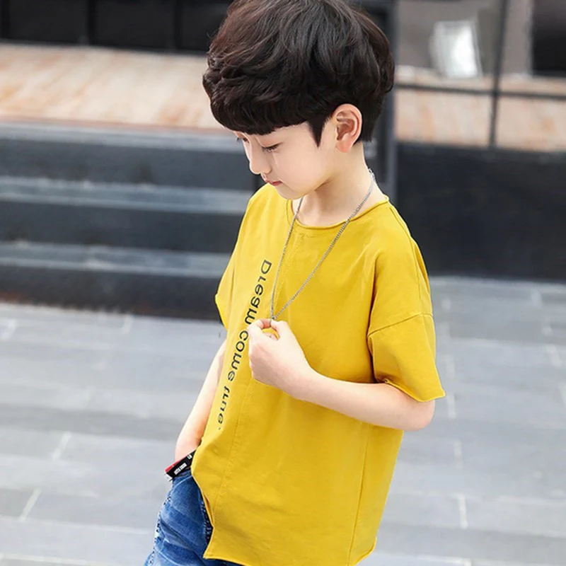 Boy T Shirts For Children Summer Cotton Kids T-shirt 2019 Casual Letter Print O-neck Tops 4-9 Years Autumn Boys Tshirts | Мать и ребенок