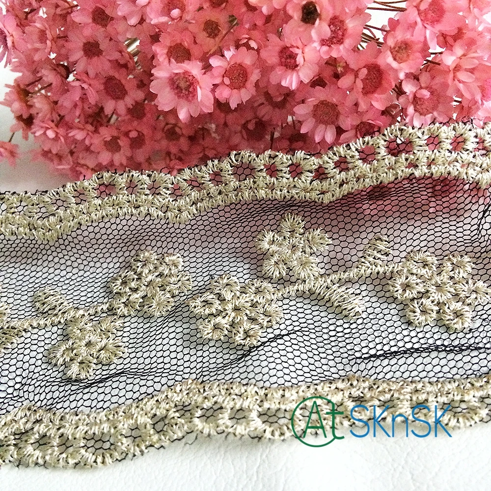 Latest arrival 1yard/lot Good quality white and black eyelashes lace fabrics wide 6CM handmade clothing accessories diy flower | Дом и сад