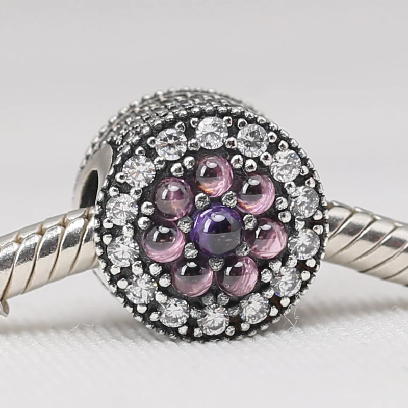 Стерлингового Серебра 925 Ослепительная Цветочные Разноцветные CZ Шарики Подходят