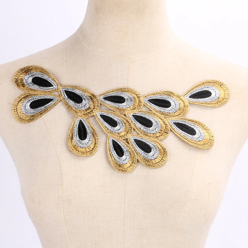 Новинка 1 вышитые кружевной воротник Кружевная аппликация на мотив патчи