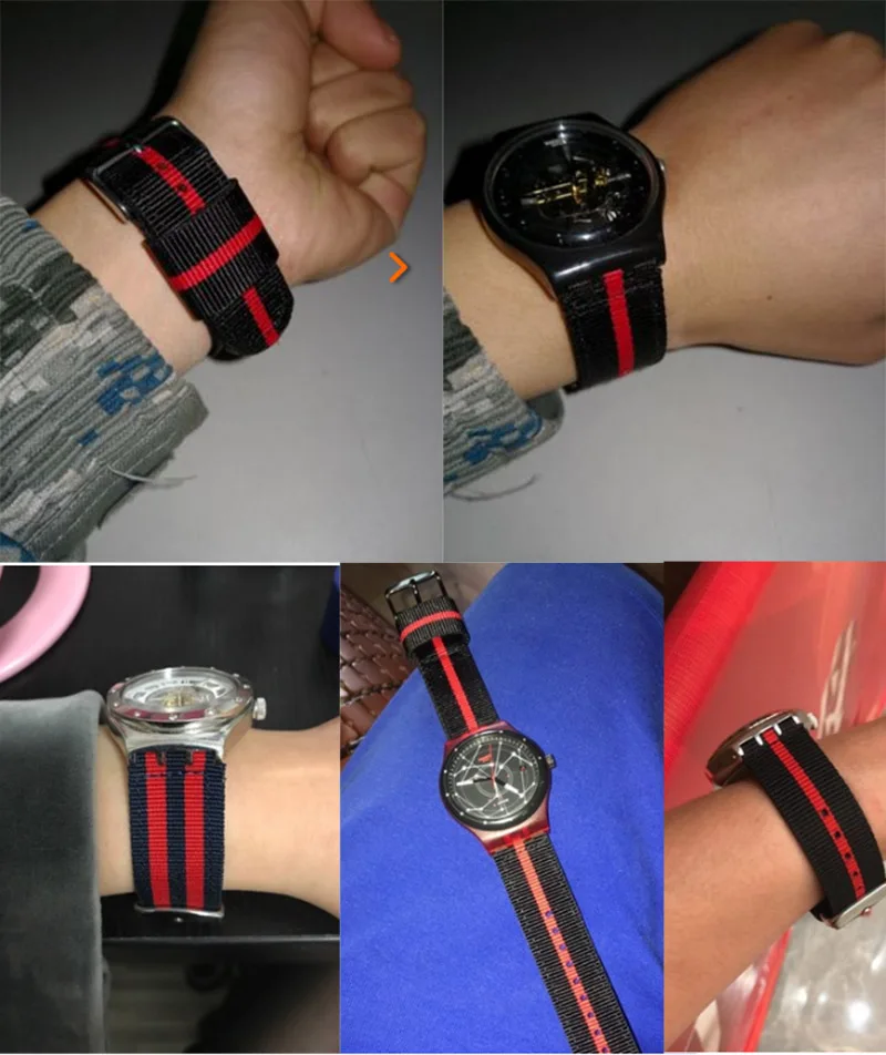 Модный Полосатый нейлоновый ремешок 17мм19мм для SWATCH YGS/YAS/YLS/YCS/SUO цветные спортивные Ремешки для наручных часов водонепроницаемые и пот