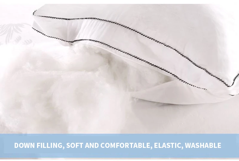 48*74cm 1pcs High Elastic Feather Velvet Pillow 3D White Elegance Health Core Hotel Bedding Feather Pillow Home Textile