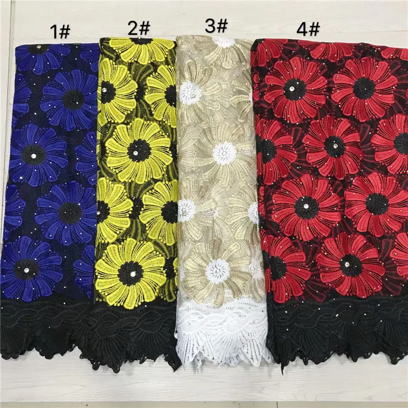Нигерийские водорастворимые кружевные ткани красные черные высококачественные