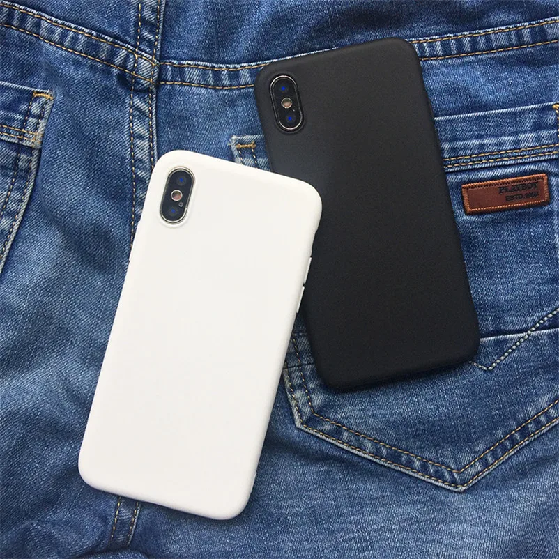 Белый черный матовый чехол для iPhone 11 Pro Xs Max XR X 10 5 5S SE 6 6S 7 8 Plus мягкая задняя крышка из ТПУ для iPhone 7 Plus чехол для телефона