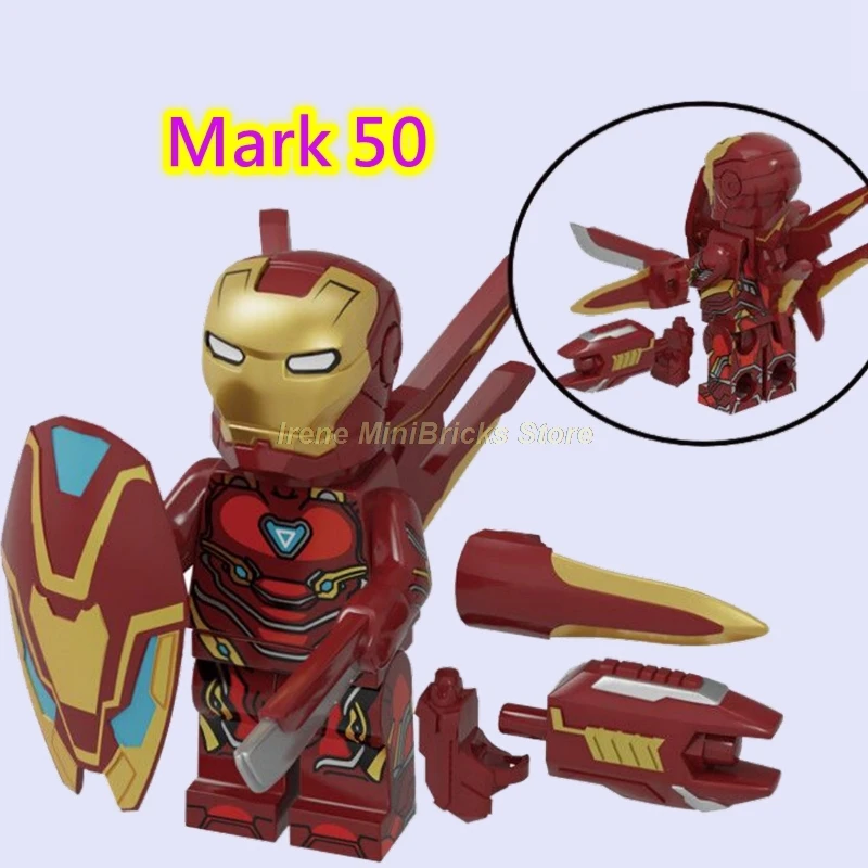 Mark 50 Тони Старк Железный человек Марк 85 эндшпиль Marvel мстители Супер Герои фигурки перец Железный человек строительные блоки кирпичи игрушки для детей - Цвет: Mark 50