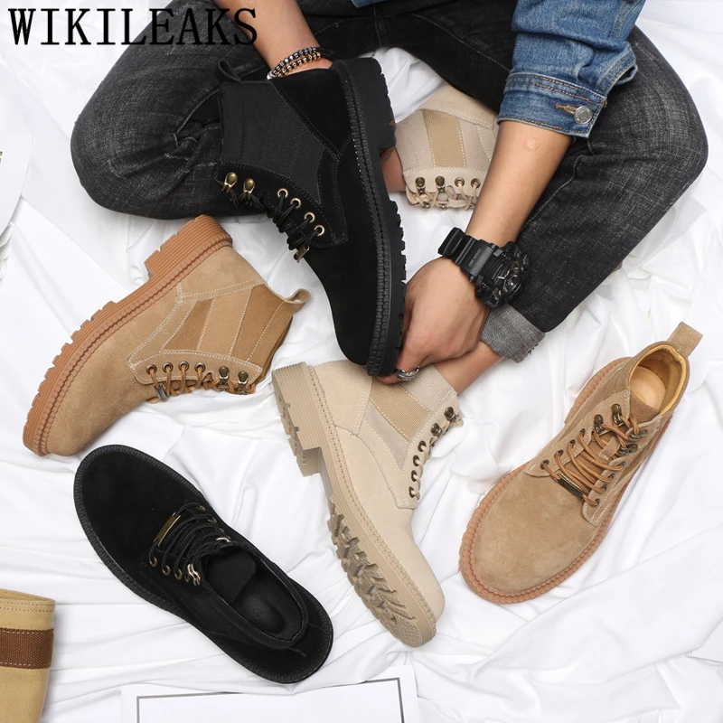 Ковбойские ботинки Мужская зимняя обувь Ботинки из натуральной кожи Мужские