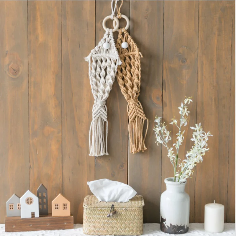 

Macrame wall hanging Fish pendant wall decoration hand-woven creative ins wind living room wall home Nordic hanging ornaments