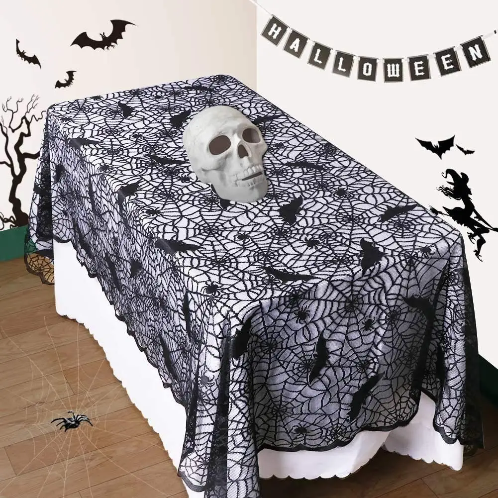 Hallowen Скатерть "паутина" Черная кружевная паутина крышка камина настольная