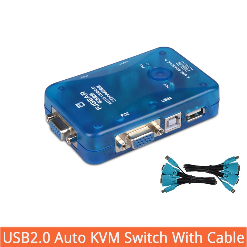 2 порта VGA Авто переключатель KVM USB разветвитель Stampante контроллер Tastiera мышь Fino a