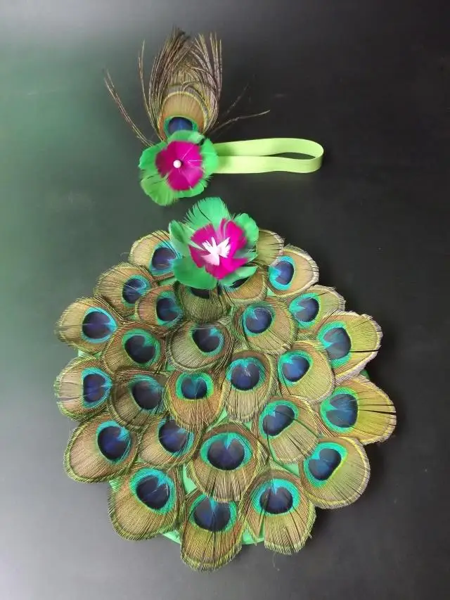 Павлин костюмы с перьями ручной работы перо головной убор синий плащ Дети