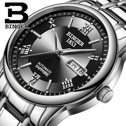 Мужские механические часы с автоподзаводом BINGER оригинальные швейцарские модные