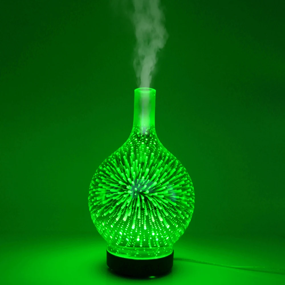 Светодиодный 3d ночник увлажнитель воздуха стекло в форме вазы Арома эфирные