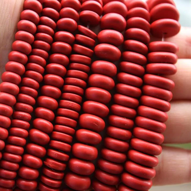 

20pcs/lot Natural Red Cinnabars Beads 6 7 8 10 12mm Flat Round Coin Rondelle Bead for DIY Charm Beading Jewelry Making Findings