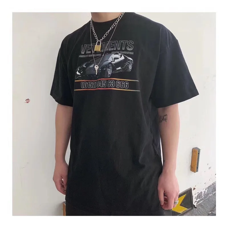 Стиль, Vetements, футболки Hip Hop1: 1, высокое качество, размер, с буквенным принтом, топы, футболки с вышивкой, с круглым вырезом, Vetements, футболка