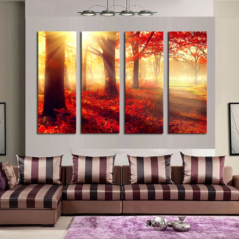 Картины Fallout 4 шт. (без рамки) Деревья Настенная картина Современное украшение для