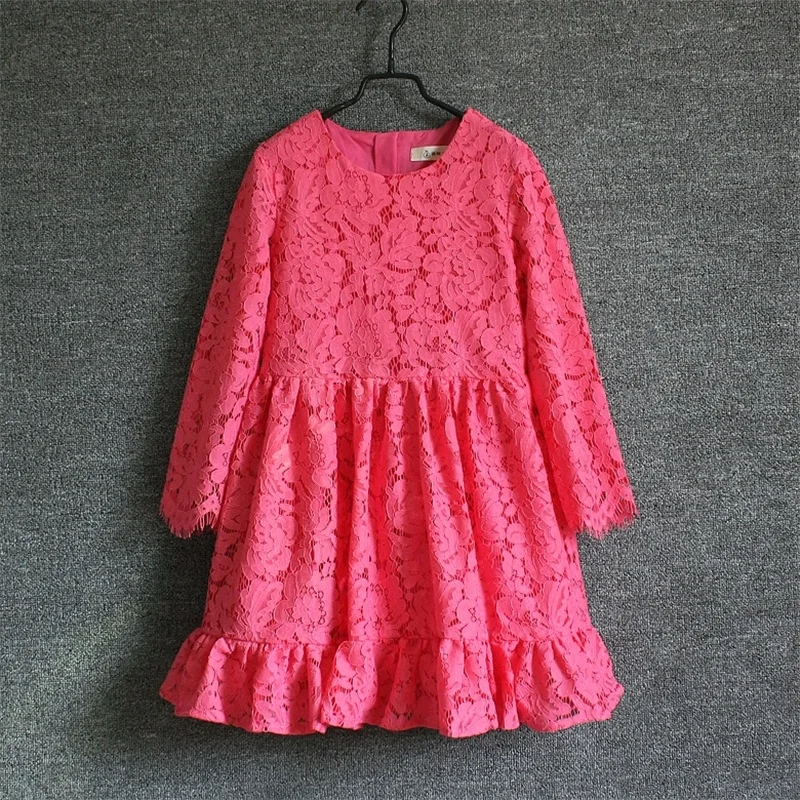 

Brand European American style pleat long rose dress mother daughter dresses family match clothes pregnant women girl lace skirts