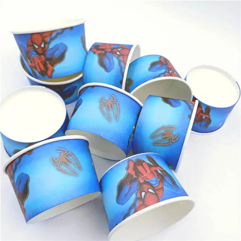 Ice cream bowl 10pcs Человек-паук с днем рождения украшения Дети одноразовые посуда тарелка скатерть чашки, ребенок, душ партия поставок пользу - Цвет: Ice cream bowl 10pcs