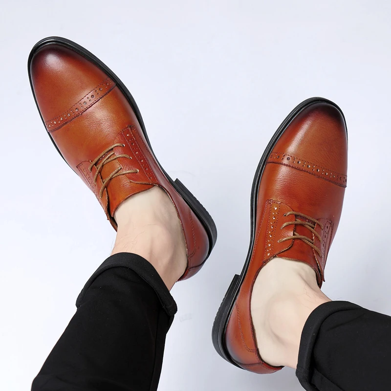 Туфли-оксфорды мужские деловые Модные Винтажные в британском стиле Повседневная