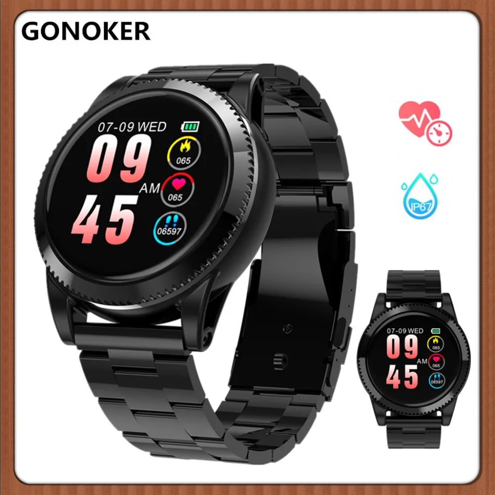 Спортивные Смарт часы GONOKER наручные с сенсорным экраном Bluetooth и пульсометром