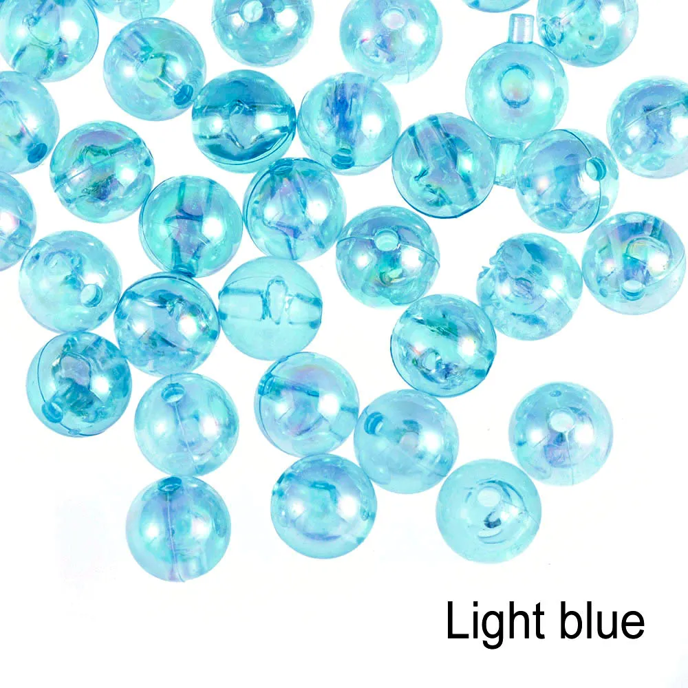 NEW 50pcs 8mm Colorful DIY Beads Round Acrylic Handmade Beads with Hole for Craft Making DIY Bracelet Necklace - Цвет: light blue