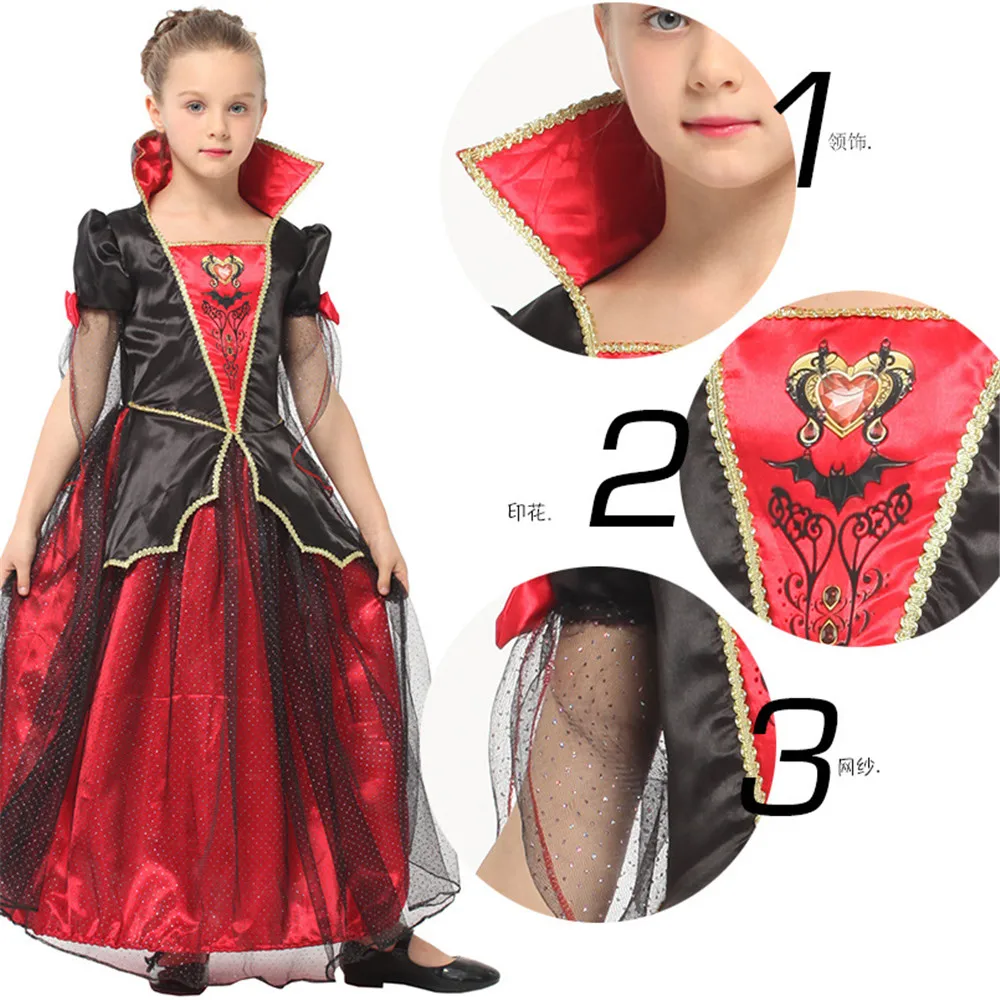 

Kids Princess Vampire Costumes Children's Day Halloween Costume for Kids Long Dress Carnival Party Cosplay