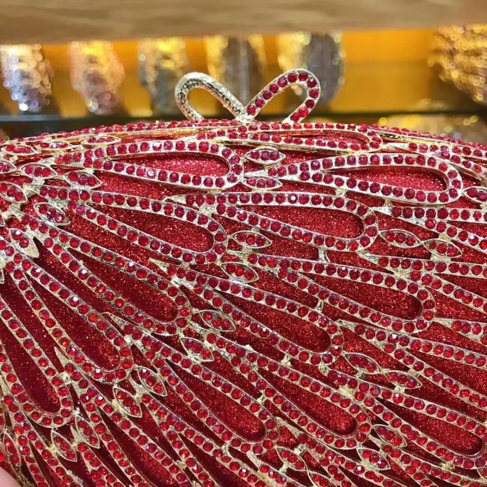 

XIYUAN women red/gold/silver/blue crystal diamond Clutch Bag Wedding Flower Party Purse Bride Chain Clutch Bag Night Evening bag