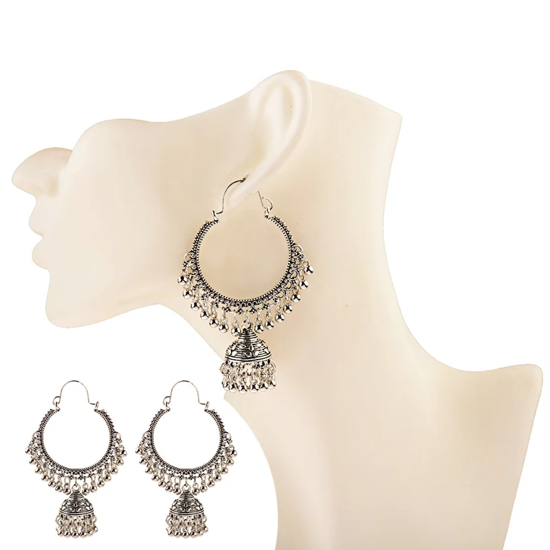 Классический этнический Для женщин Золотой Круглый кисточкой Jhumka серьги, индийские украшения геометрической формы, в стиле бохо, серьги с болтающимися частями, Kolczyki