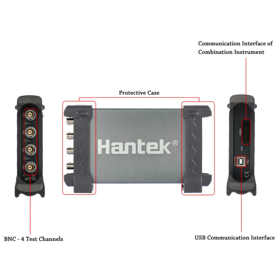 Hantek автомобильный осциллограф 6204BE 4 канала 200 МГц Портативный Осциллограф USB