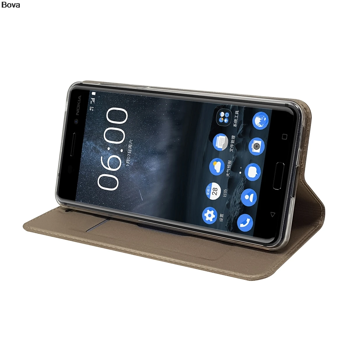 Матовый чехол бумажник с откидной крышкой для Nokia 6 5 3 магнитный адсорбционный