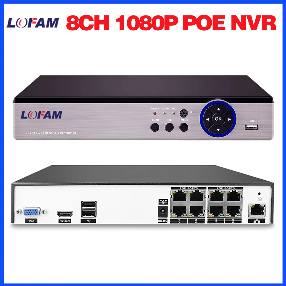 Сетевой видеорегистратор LOFAM 8 каналов POE NVR 1080P 25fps 48 В 2 МП|nvr 1080p|nvr 8ch 1080pnvr |