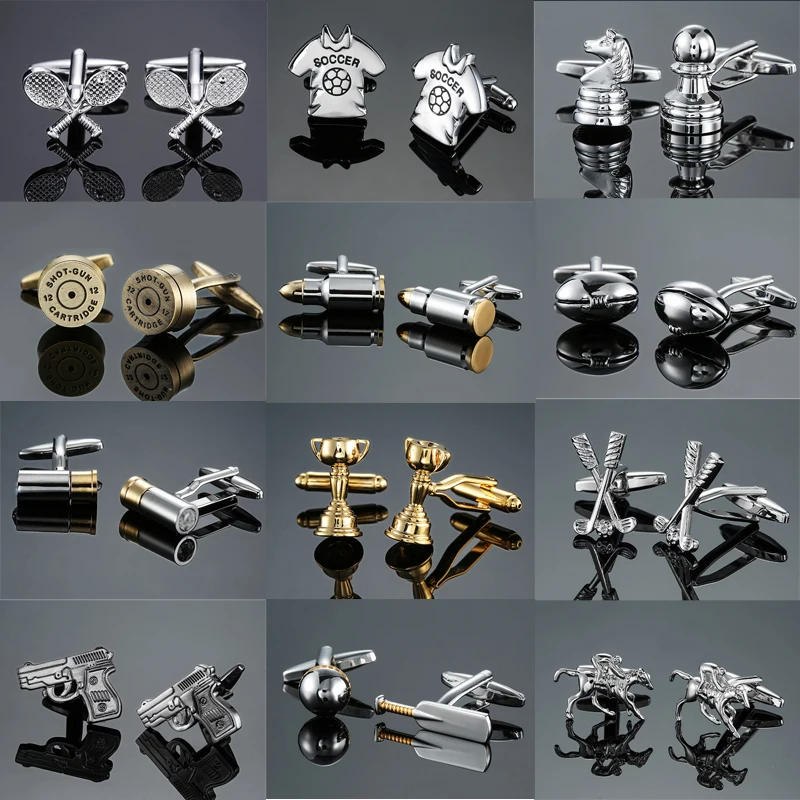 

DY The new high quality brass sports Gold silvery pistol bullets Golf Rugby Cufflinks Men's French shirt Cufflinks free shipping