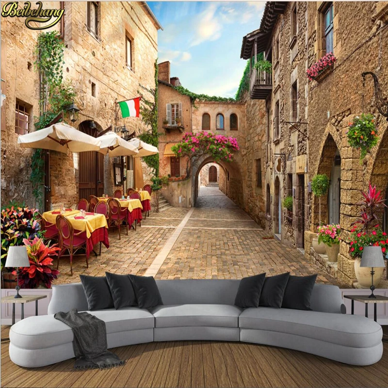 

beibehang Custom Photo Wallpaper Large Mural Street Lane 3d Cafe Restaurant Theme Hotel Background Mural papel de parede