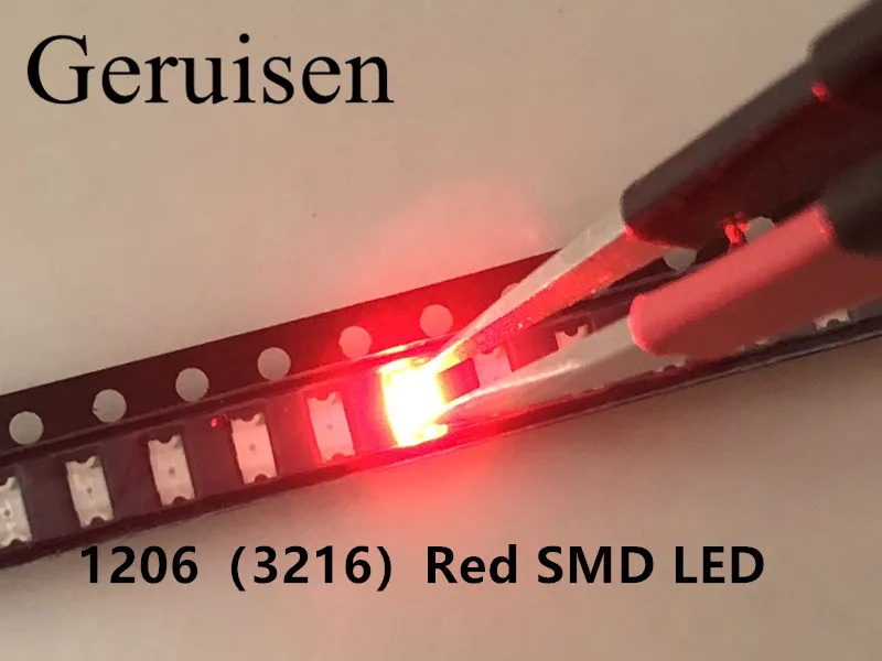 50 шт 1206 красный свет светоизлучающий диод SMD СИД 3216 диоды 620 625NM 100 120MCD 2 0 6 V 3 2*1
