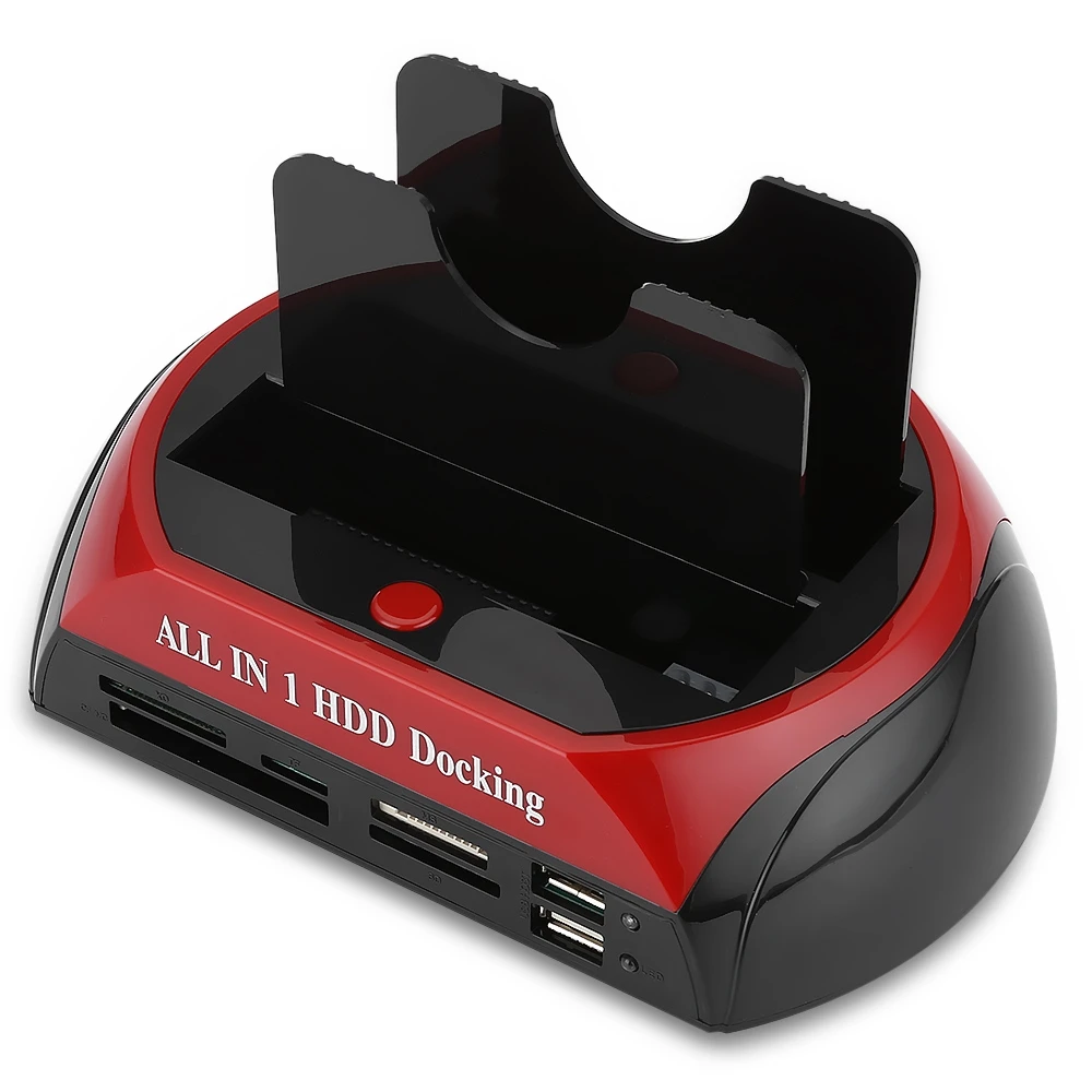 Док-станция для жесткого диска USB 2,0-2,5 3,5 дюймов SATA IDE с двумя слотами внешний HDD SSD корпус с кардридером и usb-хаб