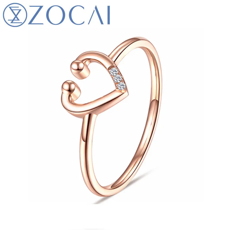 Новое поступление кольцо ZOCAI мое настоящее сердце розовое золото 18 карат (Au750) 0 015
