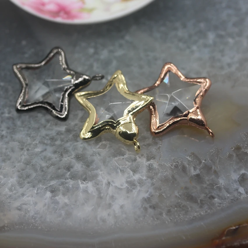 5 шт./лот Стеклянные Подвесные серьги-гвоздики в форме звезды покрытие из