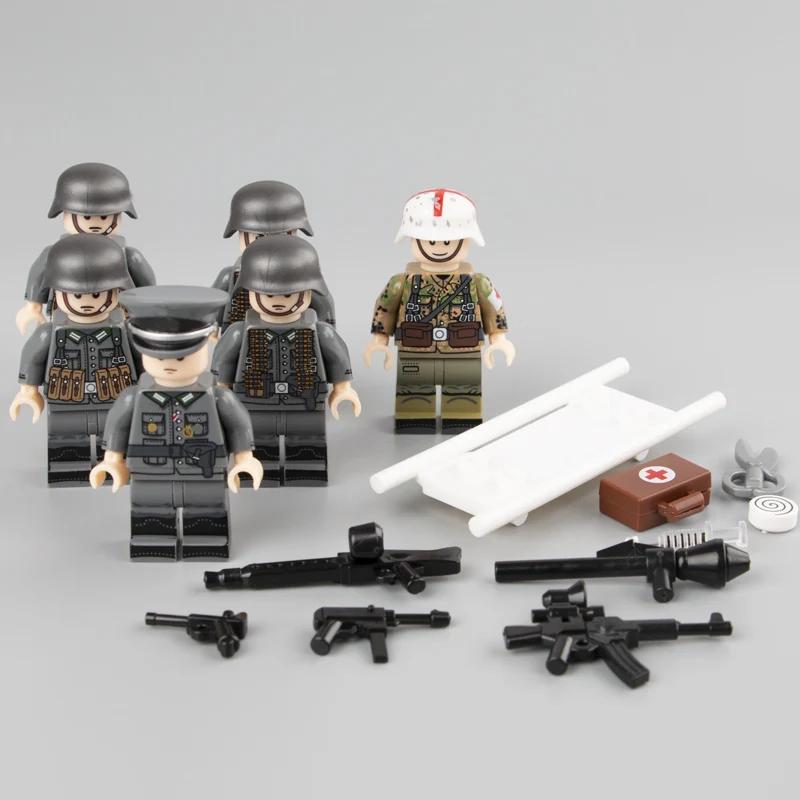 Многоцветный WW2 военная армия солдат фигурки строительные блоки немецкий медик части оружие шлем аксессуары кирпичи игрушка для детей - Цвет: Многоцветный
