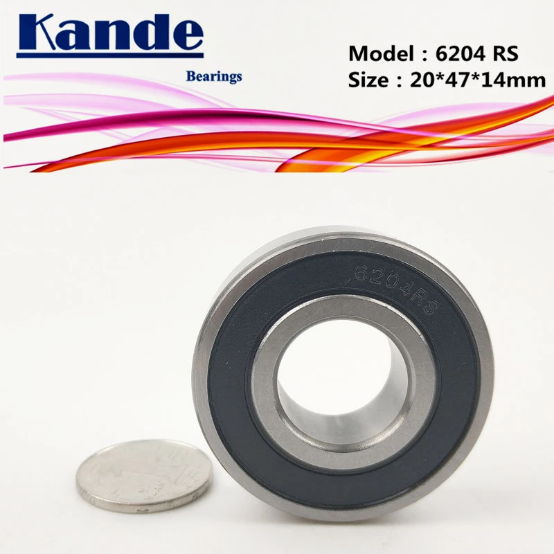 Kande 6204RS 2 шт. Однорядный шариковый подшипник с глубоким желобом размер 20*47x14 мм