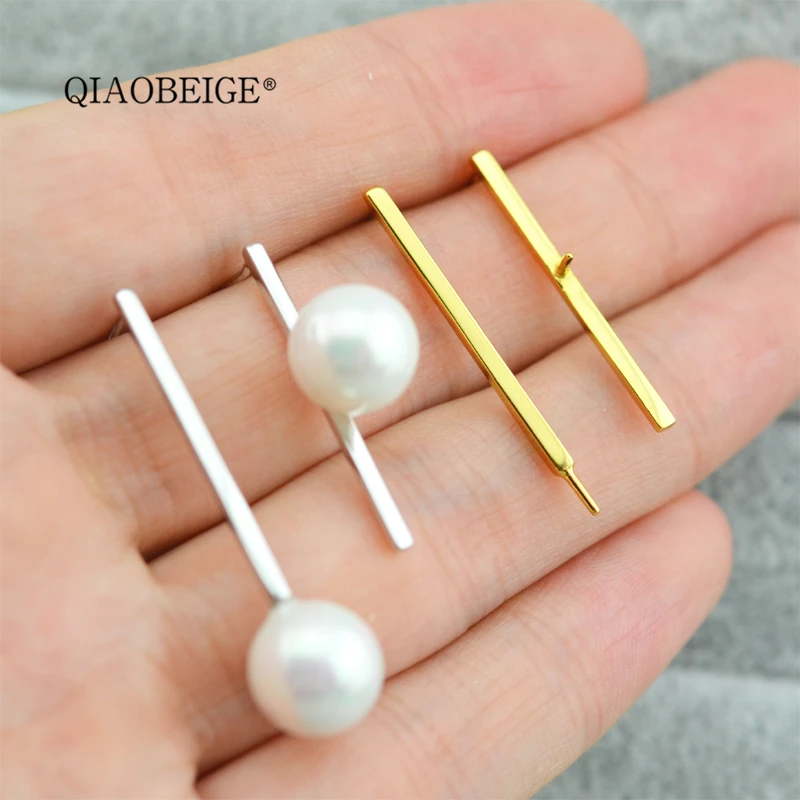 QIAOBEIGE серьги из пресноводного жемчуга серебро 925 пробы жемчужное крепление для