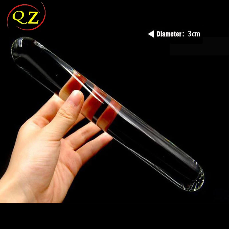 Анальный фаллоимитатор стеклянный Кристальный с двойной головкой 23 см