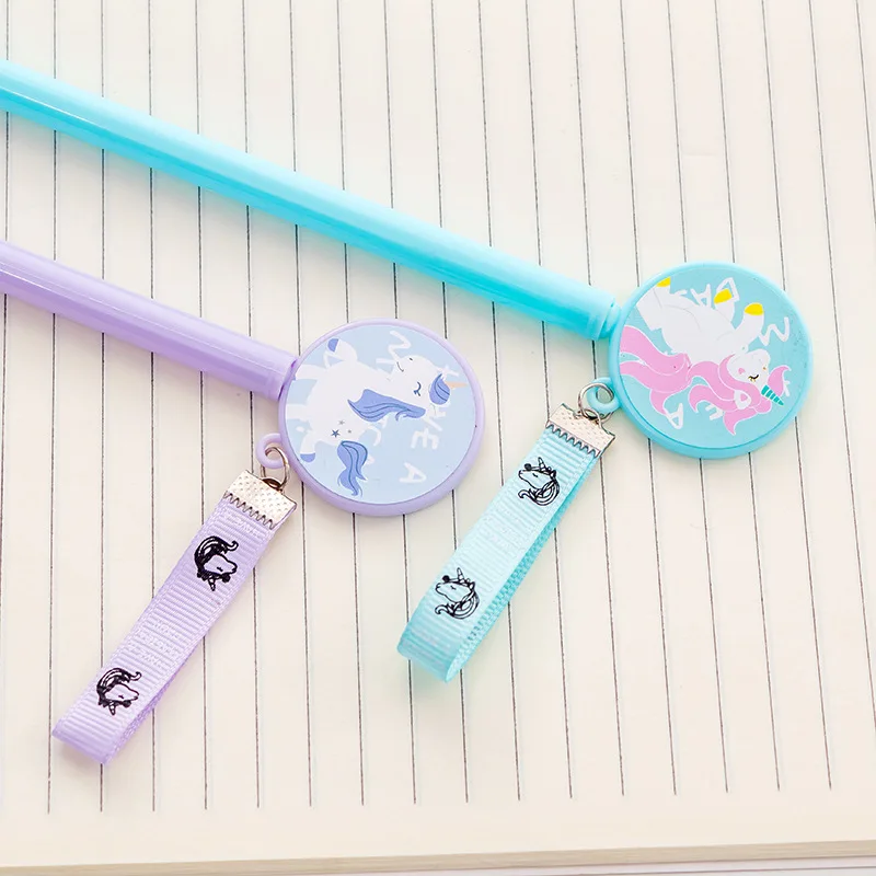 Ручка с круглыми гелевыми чернилами 4 шт./лот в виде единорога лошади творческая